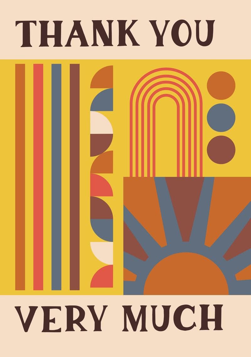 Retro Geometric Thank You Card