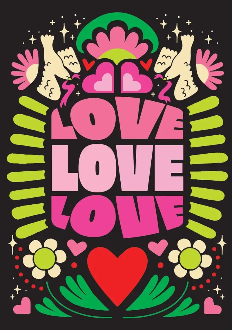 Love Love Love Vibrant Valentine's Day