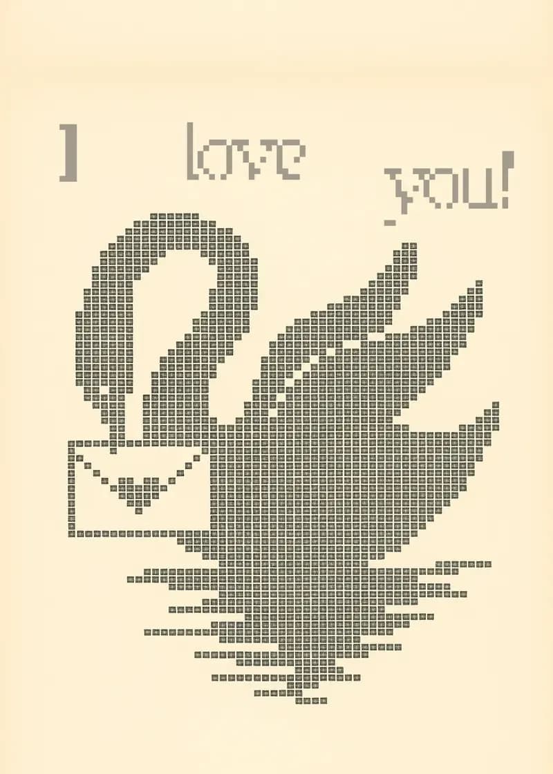 Pixel Love Swan Card