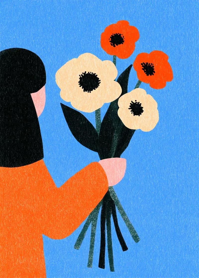 Flowers in Hand Illustrated Card