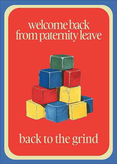 An artist-designed welcome-back card for a colleague