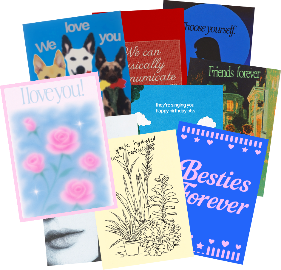 A colorful stack of artist-designed Escargot cards
